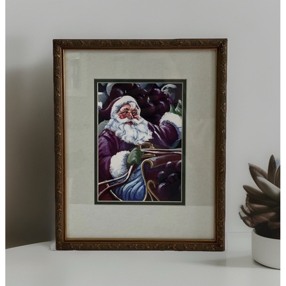 Santa Claus Grape Wine Sleigh Framed Print‎